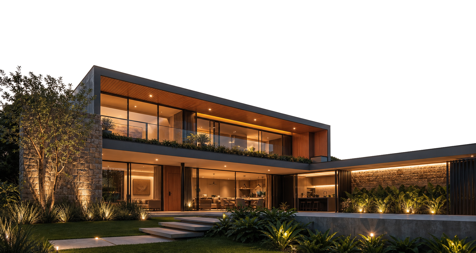 Casa moderna com iluminação arquitetônica da GSG